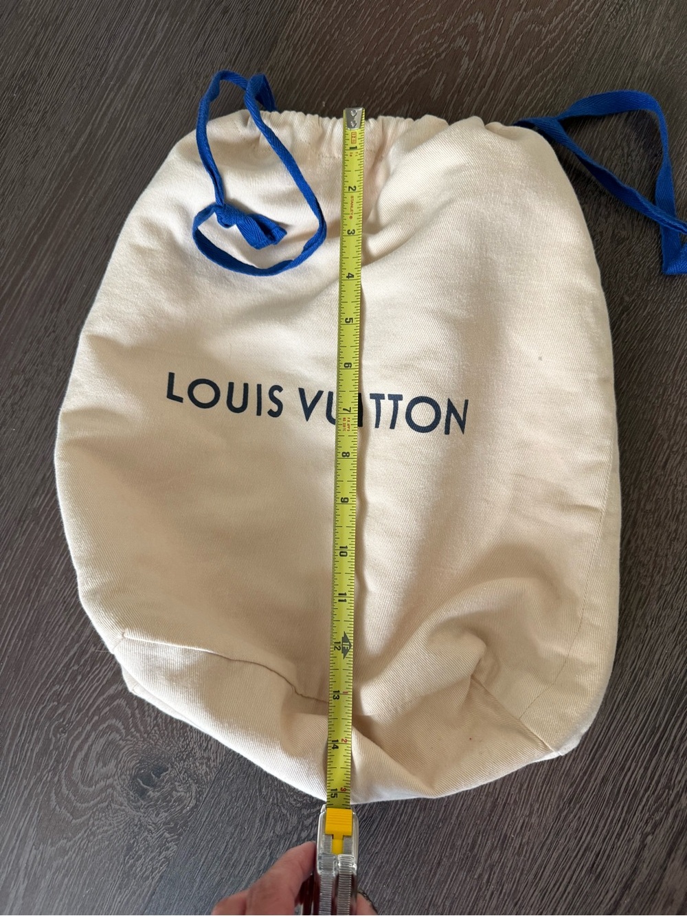 Louis Vuitton Cream Canvas Drawstring Dust Bag with Blue Cord